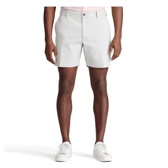 NWT Men’s Izod Saltwater Stretch 7 Inch Light Gray Chino Shorts (42) - Picture 1 of 5